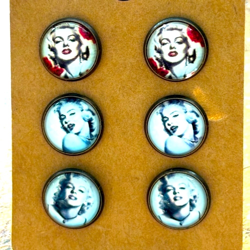 3 Pairs of Marilyn Monroe 12mm Stud Earrings, NWT